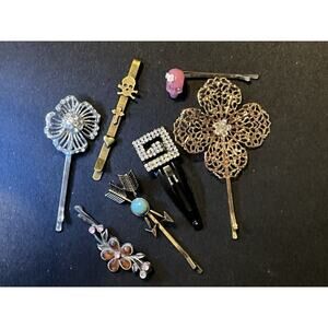 7 Bobby Pins Different Types, Arrows, Skull, Flowers